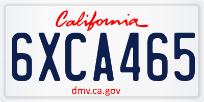 CA license plate 6XCA465