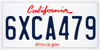 CA license plate 6XCA479