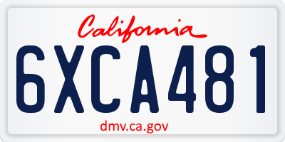 CA license plate 6XCA481
