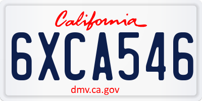 CA license plate 6XCA546