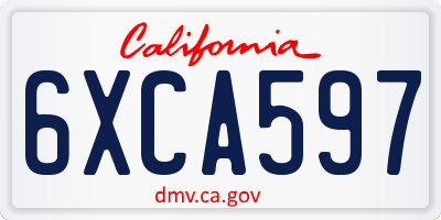 CA license plate 6XCA597