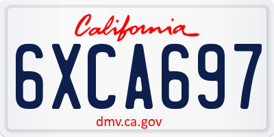 CA license plate 6XCA697