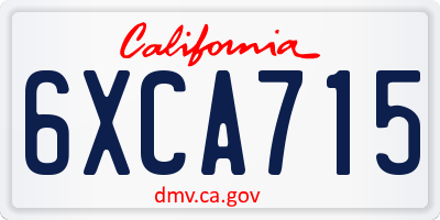 CA license plate 6XCA715