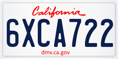 CA license plate 6XCA722