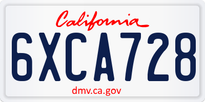 CA license plate 6XCA728