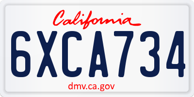 CA license plate 6XCA734