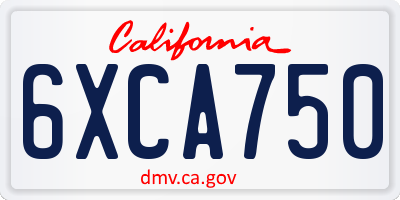 CA license plate 6XCA750