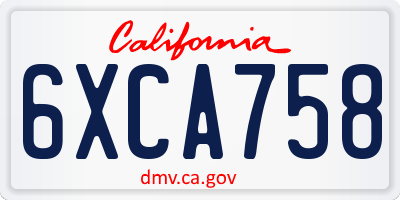 CA license plate 6XCA758