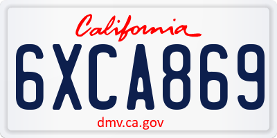 CA license plate 6XCA869