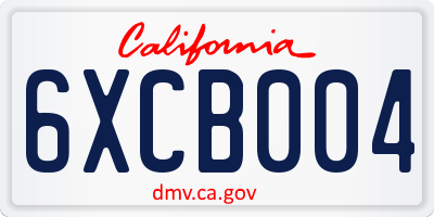 CA license plate 6XCB004
