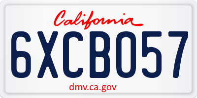 CA license plate 6XCB057