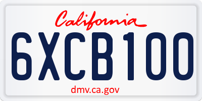 CA license plate 6XCB100