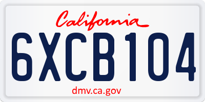 CA license plate 6XCB104