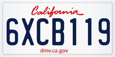 CA license plate 6XCB119