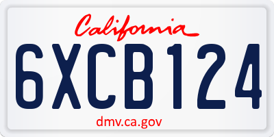 CA license plate 6XCB124