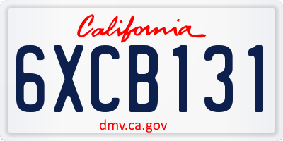 CA license plate 6XCB131
