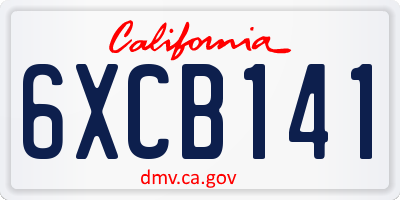 CA license plate 6XCB141