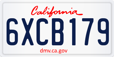 CA license plate 6XCB179