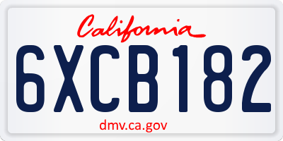 CA license plate 6XCB182