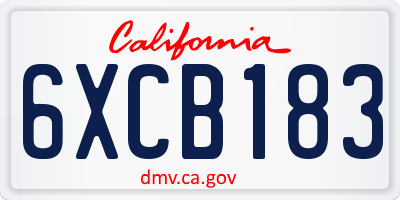 CA license plate 6XCB183