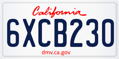 CA license plate 6XCB230