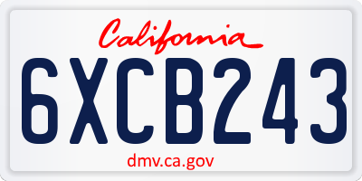 CA license plate 6XCB243