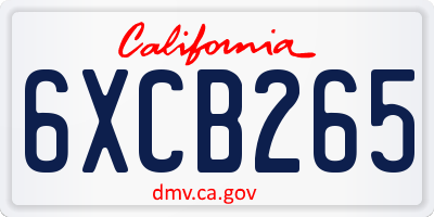 CA license plate 6XCB265