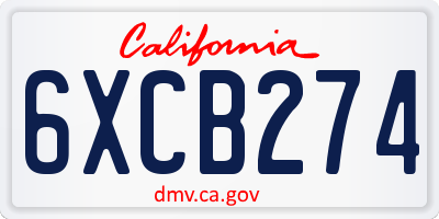 CA license plate 6XCB274