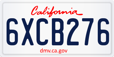 CA license plate 6XCB276