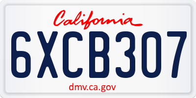 CA license plate 6XCB307
