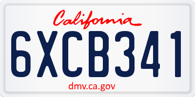 CA license plate 6XCB341