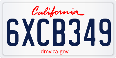 CA license plate 6XCB349