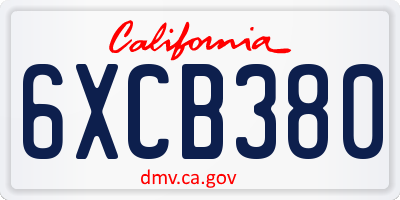 CA license plate 6XCB380