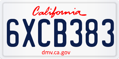 CA license plate 6XCB383