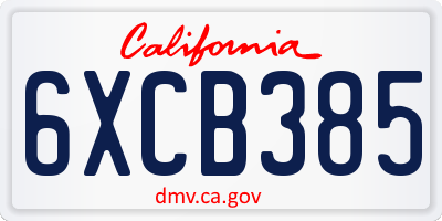CA license plate 6XCB385