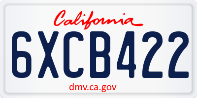CA license plate 6XCB422