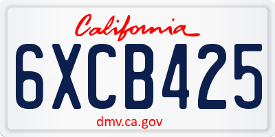 CA license plate 6XCB425