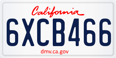 CA license plate 6XCB466