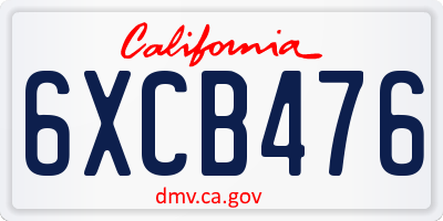 CA license plate 6XCB476