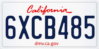 CA license plate 6XCB485