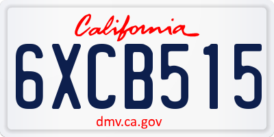 CA license plate 6XCB515