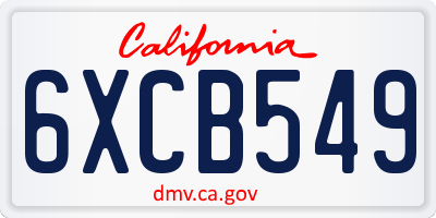 CA license plate 6XCB549