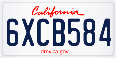 CA license plate 6XCB584