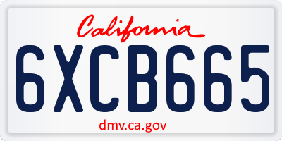 CA license plate 6XCB665