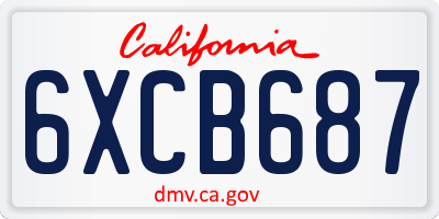 CA license plate 6XCB687