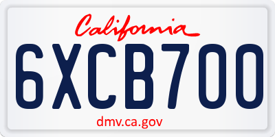 CA license plate 6XCB700