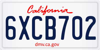 CA license plate 6XCB702