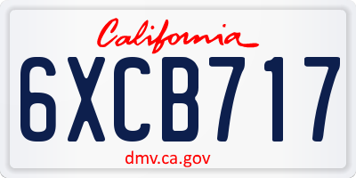 CA license plate 6XCB717