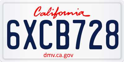 CA license plate 6XCB728