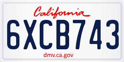 CA license plate 6XCB743